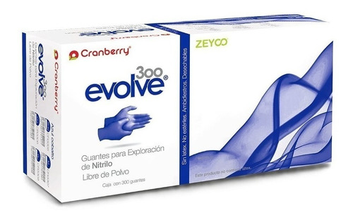 Guantes descartables antideslizantes Cranberry 300 Evolve color azul cobalto talle XS de nitrilo x 300 unidades