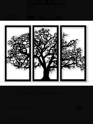 Imagen 4 de 4 de Tríptico Arbol De La Vida En Madera Calada 1,20 X 90 Cmts