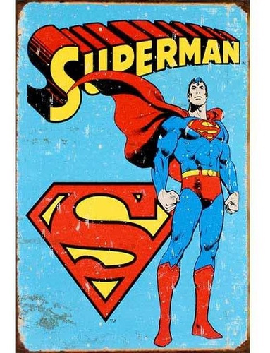 Cartel Chapa Superhéroes Vintage Batman Supermán Y Mas