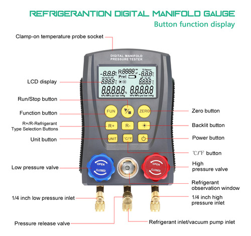 Medidor De Presión Digital Hvac Temperatura De Vacío Hvac Hv