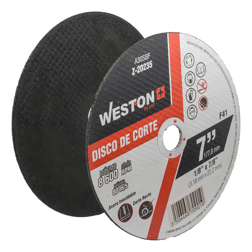 Disco De Corte Para Inoxidable 7''x 1/8''x7/8'' (f41) Color Azul