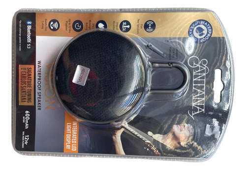 Bocina Portátil De Carlos Santana Bluetooth Vision Agua Resi Negro