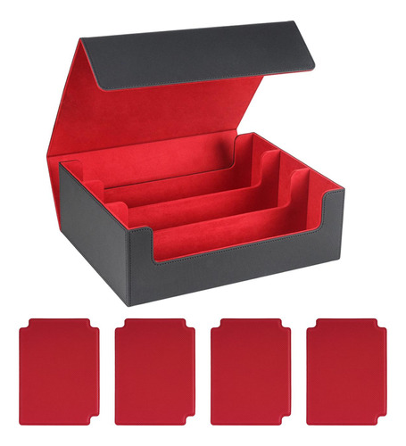 1800+caja De Baraja De Cartas Caja De Negro Forrado En Rojo.