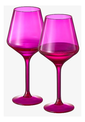 Copas De Vino Irrompibles De Color Rosa Fuerte | Juego De 2 