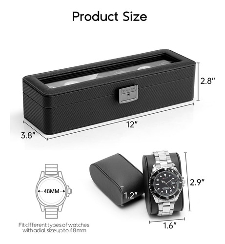 Vlando Estuches Para Relojes De Hombre, Estuche De 6 Ranu...