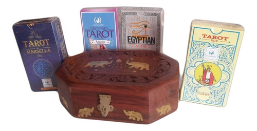 Cartas Tarot Raider Marsella Egipcio A Eleccion+caja Madera 