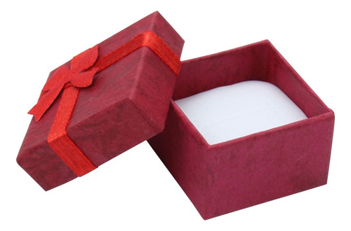 Caja De Regalo Pequeña Cuadrada Roja Con Decoración De Lazo