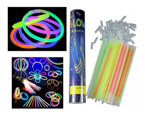 50 Pulseras Neón Fosforescente Glow Stick Fiestas Eventos