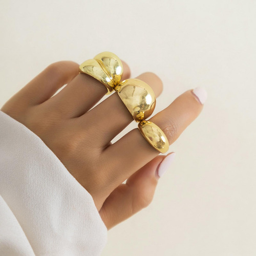 3 Uds Anillos Abiertos Anillos De Mujer Moda Geométrica Oro
