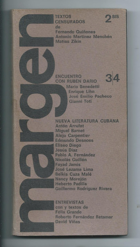 Revista Literaria Margen 2 Bis 1967 Benedetti Cuba Viñas 