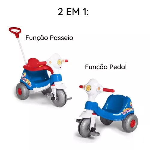 Motoca Infantil Triciclo Velocita 2 Em 1 Empurrador Pedal