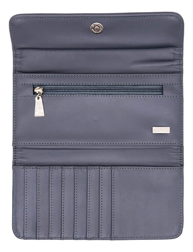 Cartera De Bolsillo Pineda Covalin Diseño Vuelo Mariposa Color Piel Gris/verde