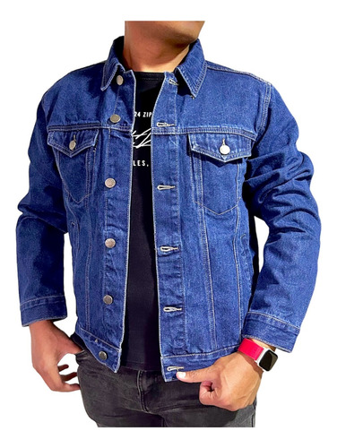 Chaqueta Jeans Mezclilla Azul Clásico Hombre