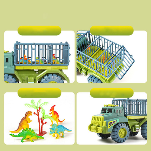 Imagen 4 de 8 de Juguetes De Portador De Dinosaurios Con 12 Piezas Verdes