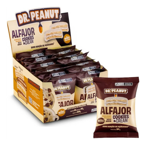 Alfajor Dr. Peanut C/ Whey Protein Kit Com 12un De 55g Cada Sabor Cookies