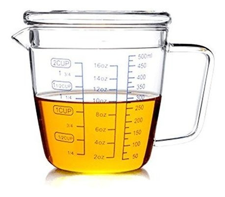 Teemall 1-cup Vidrio Taza Medir Tapa 16oz 500ml