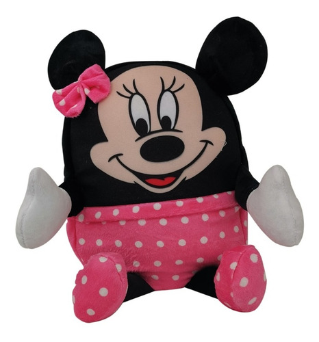 Morral Minnie Mouse Peluche Cara Y Mano Maleta Niñas Escolar