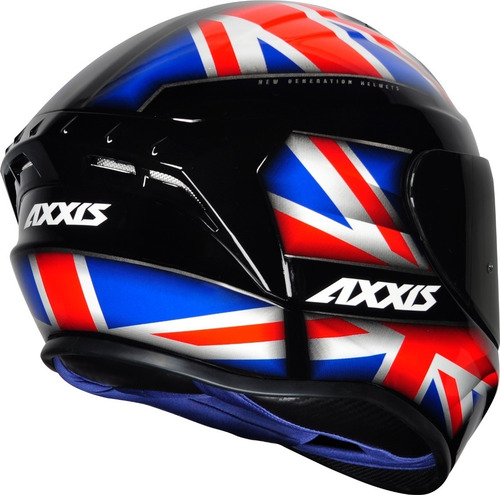 Imagem 5 de 10 de Capacete Moto Axxis Draken Uk Azul + Viseira Fume