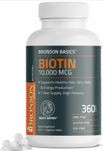 Biotin 10000mcg. Producción De Energía Y Cabello Saludable .