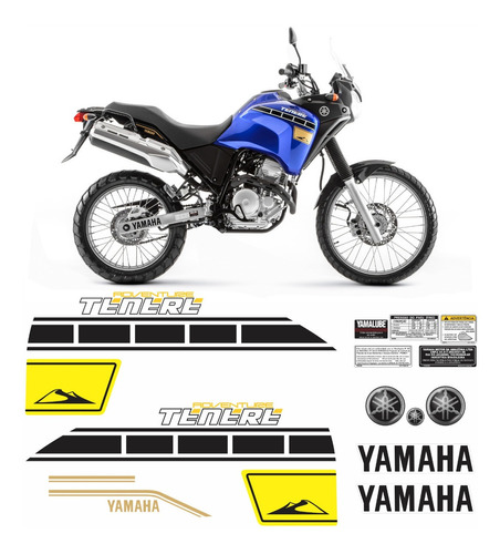 Adesivos Yamaha Tenere 250 2015 Azul + Etiquetas Tnr013
