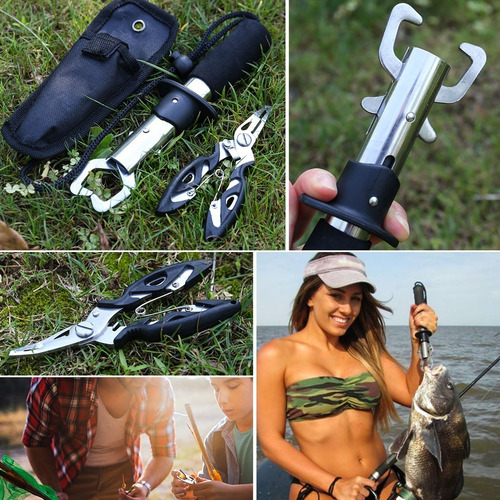 Kit Alicate Pega Peixe Inox Mais Alicate De Pesca Tira Anzol