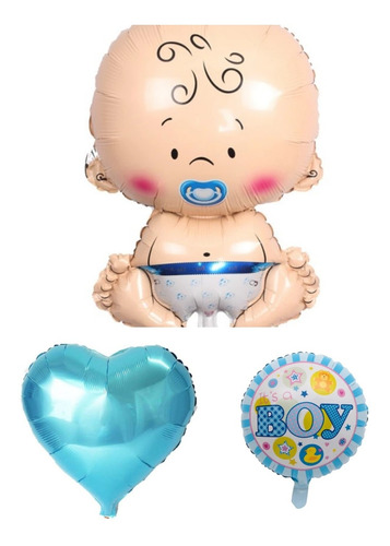 Set Globo Metalizado Baby Shower Niño Fiesta Sorpresa Regalo