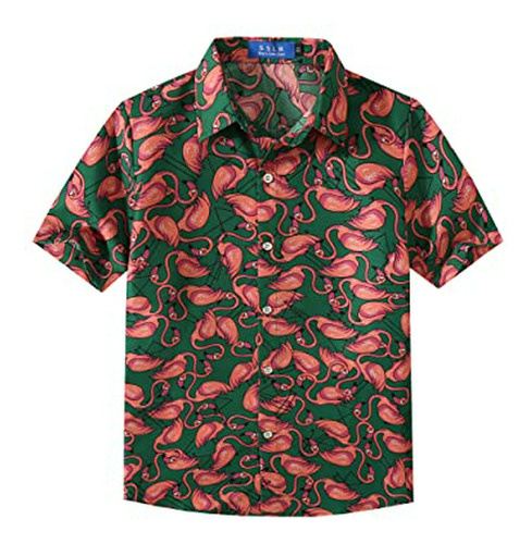 Sslr Camisa Hawaiana Informal De Manga Corta Con Botones Est