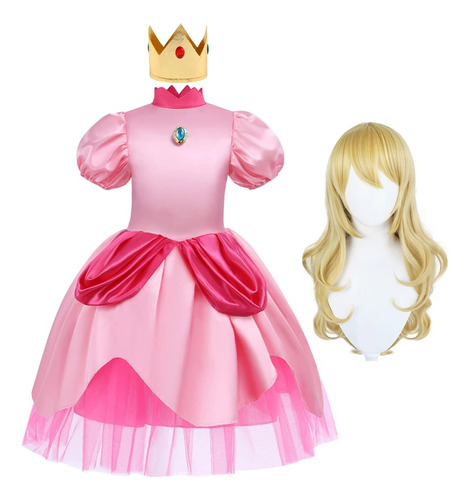 Vestido De Princesa Color Melocotón Para Niña  Disfraz De Pu