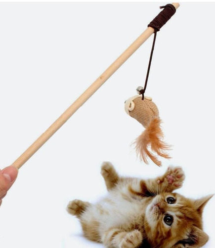 Imagen 2 de 7 de Juguete Varita Para Gatos Con Ratón Y Cascabel