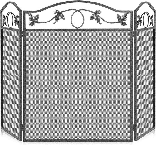 Pantalla De Chimenea Ag&h, 3 Paneles, De Hierro, Plegable