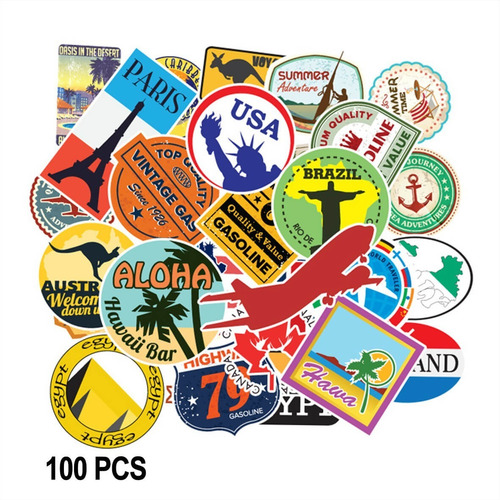 200 Adesivos Malas Viagem Cartoon Geladeira Notebook Skate