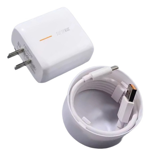 Cargador Súper Dart /vooc Para Realme 65w + Cable Usb-c Blanco