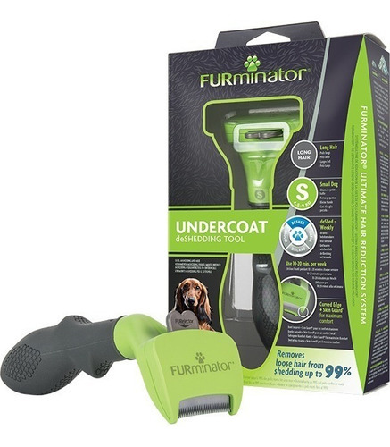 Cepillo Para Perro Furminator Raza Pequeña Pelo Largo Verde