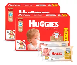 Huggies Supreme Care Xg X 2 + Toallas Oleo Calcareo 80 X 2