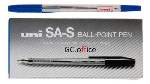 Boligrafo Uni-ball Sa-s Fine 0.7mm Ball Point Caja X 12 Unid Color de la tinta Azul Color del exterior Trasparente