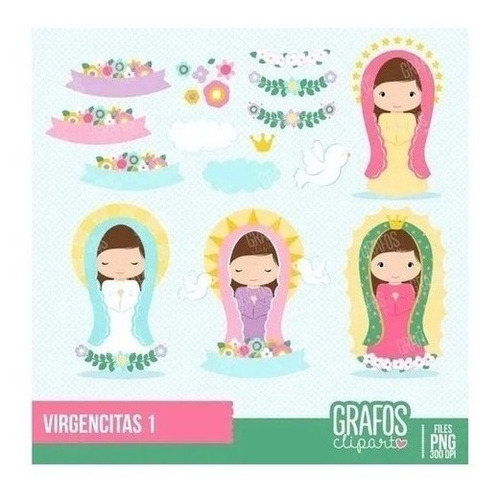 Pack Imágenes Clipart Estampita Virgencita Virgen +