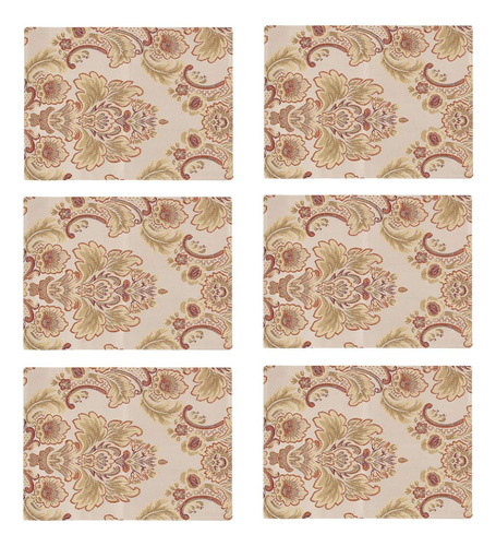 Kilofly 6 Mantel Individual Elegante Brocado Floral Jacquard