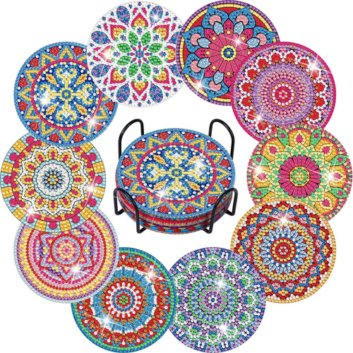 Diamond Painting Art Coasters Kits, 10 Piezas Mandala D...