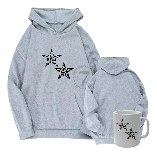 Poleron Con Diseño De Mandala Estrella Doble + Tazon