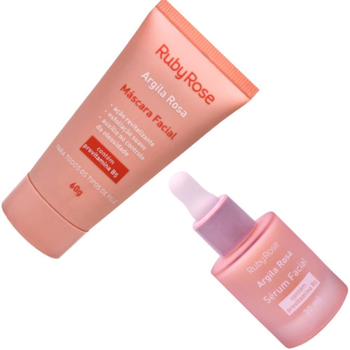 Imagem 2 de 10 de Kit Argila Rosa Máscara Facial + Sérum Provitamina B5