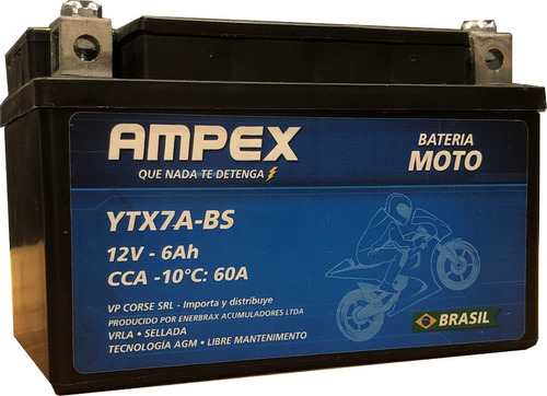 Bateria Para Moto Sellada , Ytx7a-bs 6ah Made In Brasil