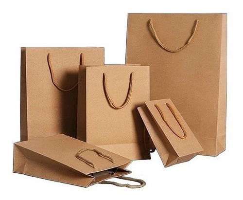 Pack 12 Bolsa Papel Kraft 24×33×8cm Reciclable / 154002