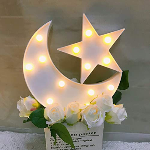 Luz De Noche Decorativa Con Estrella De Luna, Linda Lámpara