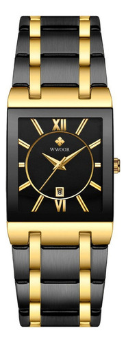 Reloj Wwoor De Cuarzo Para Hombre Modelo 8858ea Gold Black Color de la correa Negro Color del bisel Negro Color del fondo Black Golden Black