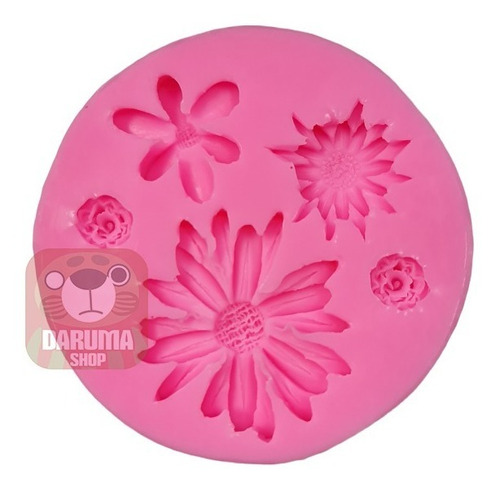 Imagen 3 de 6 de Molde Silicona 5 Flor Margarita Rosa Fondant Porcelana Fria