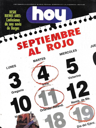 Revista Hoy 683 / 26 Agosto 1990 / Septiembre Al Rojo