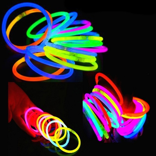 Kit 100 Pulseira Neon Fluorescente Festa Brilha No Escuro