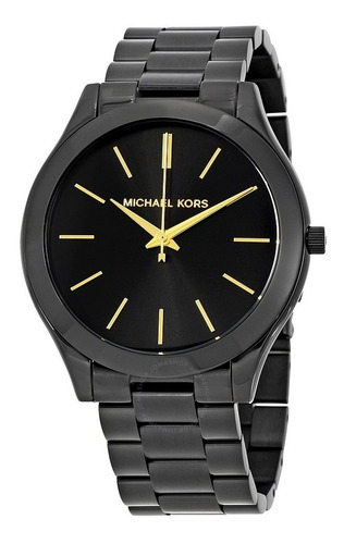 Reloj de pasarela delgado Michael Kors Mk3221, color original de correa negra $$$ Color del bisel, no color de fondo