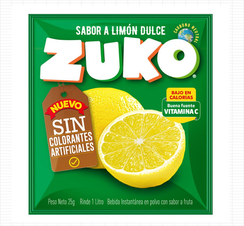 Jugo Zuko  En Polvo Sabor Limon Dulce X 50 Sobres