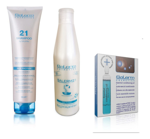 Salerm Shampoo 21 + Acondicionador + Ampolla Aceite Esencial